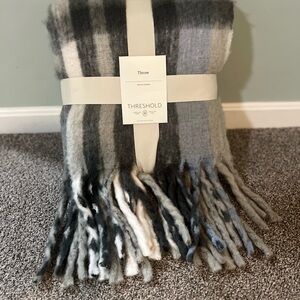 Threshold Black and White Plaid Throw Blanket